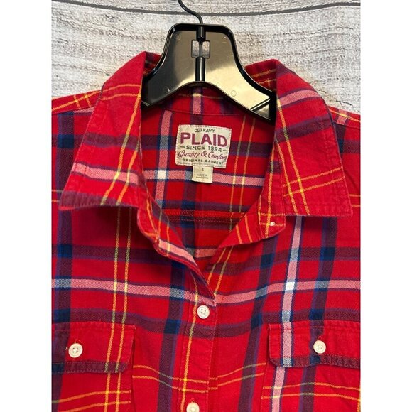 Old Navy Plaid Flannel Button-Up Shirt Size S - Picture 2 of 3